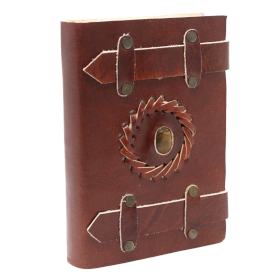 Leather Tiger Eye with Belts Notebook 15x10 cm