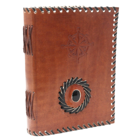 Leather Black Onyx & Compass Notebook 17x12 cm