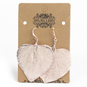 Earrings - Heart Leaf - Pink Gold