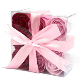 3x Set of 9 Soap Flowers - Pink  Roses