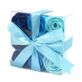 3x Set of 9 Soap Flowers - Blue Wedding Roses