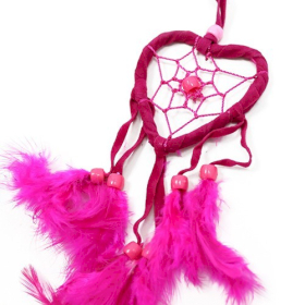 6x Bali Dreamcatchers - Small Heart - Turq/Pink/Purp