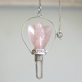 3x Angel Pendulum with Ring- Rose Quartz