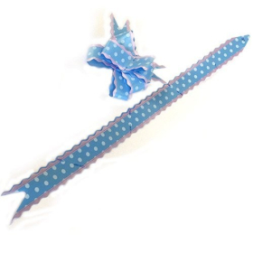 20x Fancy Pull Bows - Baby Blue Dots (packs of 10)