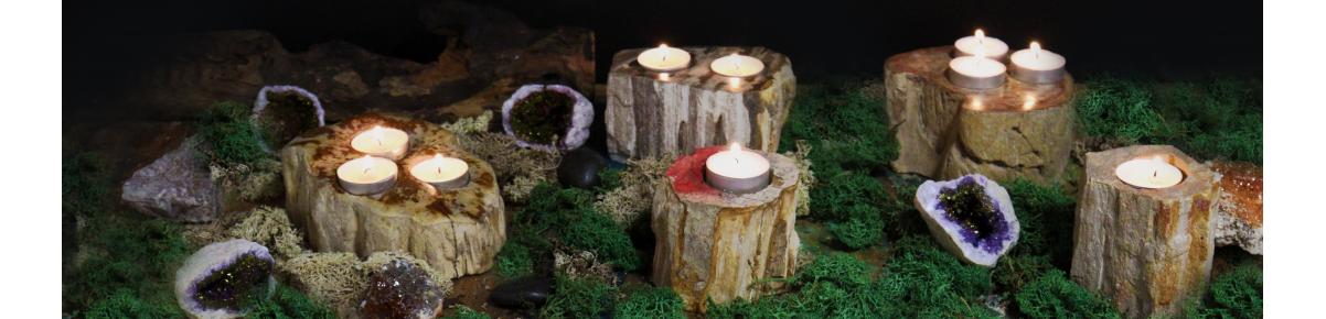 Petrified Wood Candle Holders