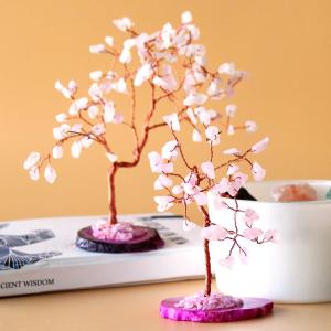 Wholesale Rose Quartz Gemstone Tree with Agate Base