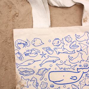 Big Cotton Shopping Bag - 38x42cm - Sea Life - 10oz