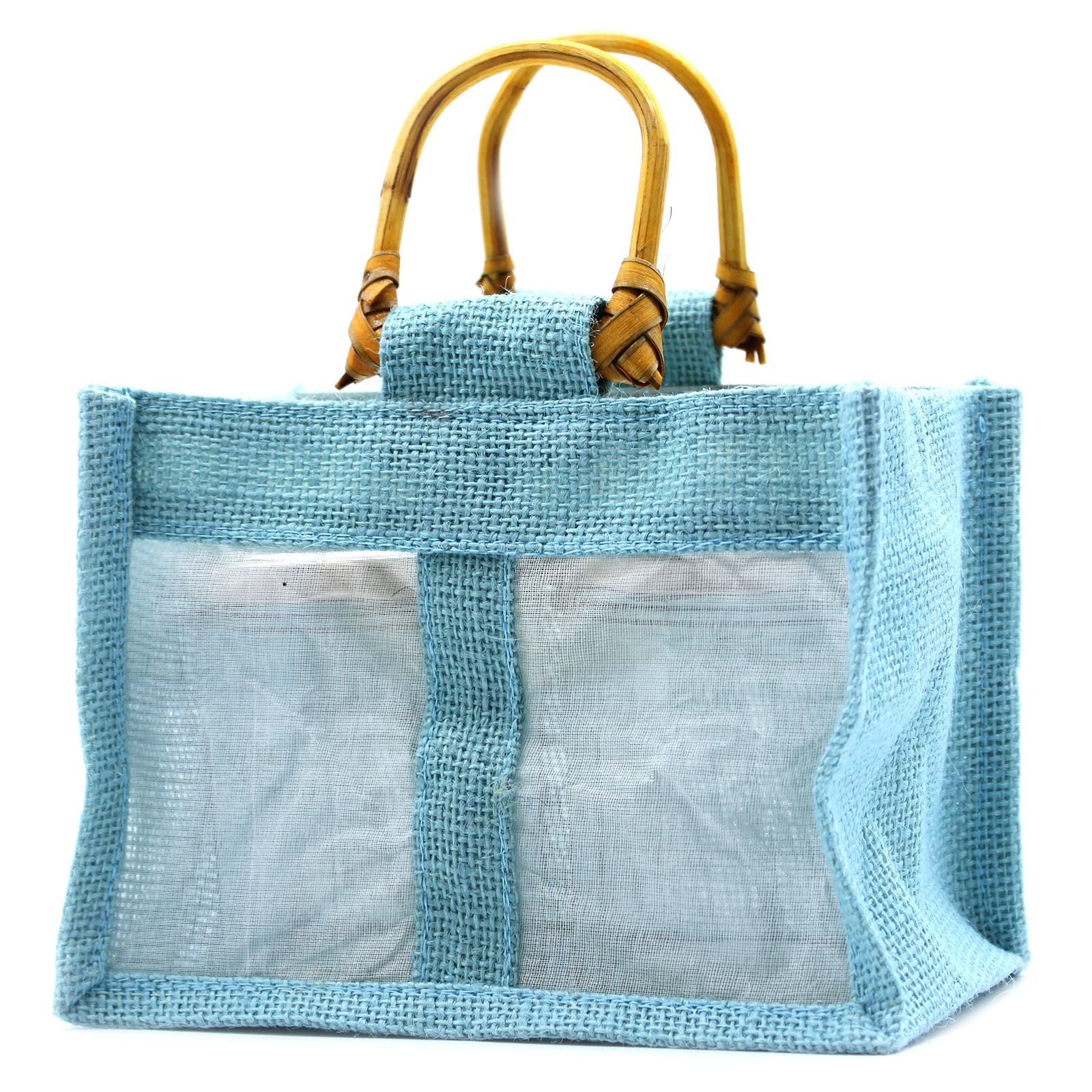 Wholesale Pure Jute and Cotton Window Gift Bag - Two Windows Teal ...